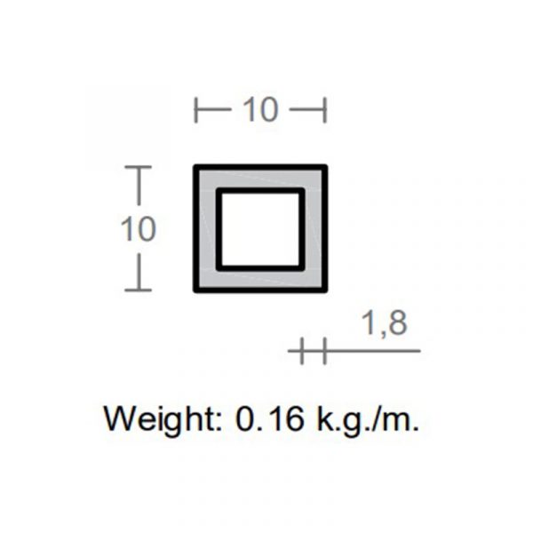 پروفیل قوطی آلومینیوم 1.8×10×10