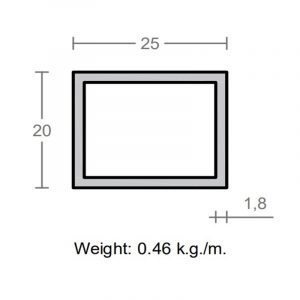 پروفیل قوطی آلومینیوم 1.8×20×25
