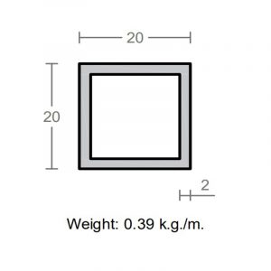 پروفیل قوطی آلومینیوم 2×20×20