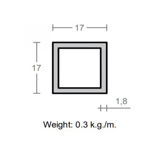 پروفیل قوطی آلومینیوم 1.8×17×17