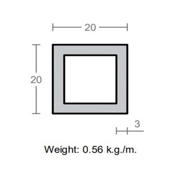 پروفیل قوطی آلومینیوم 3×20×20
