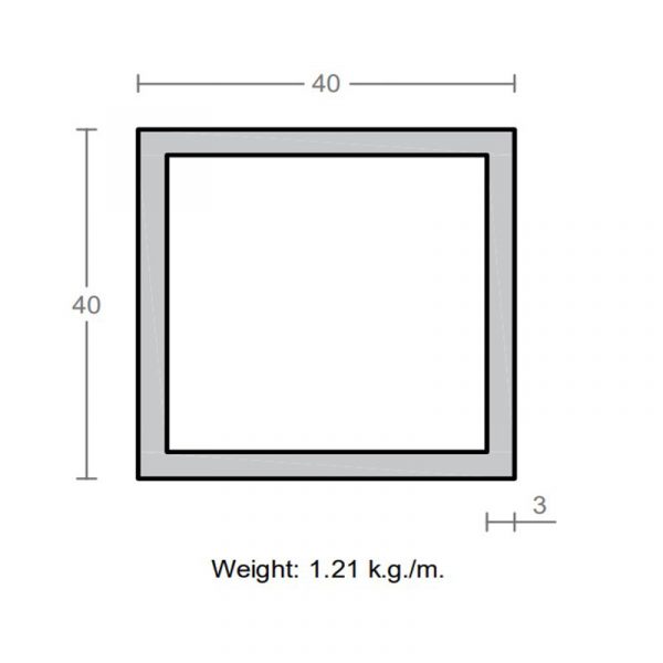 پروفیل قوطی آلومینیوم 3×40×40