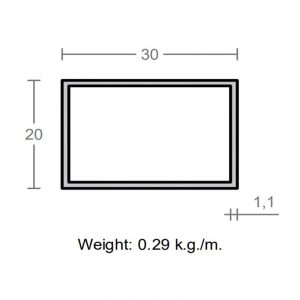 پروفیل قوطی آلومینیوم 1.1×20×30