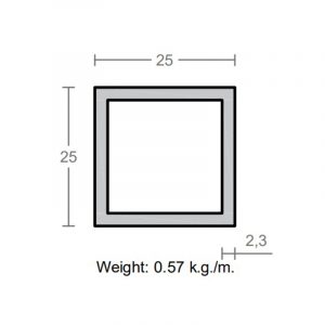 پروفیل قوطی آلومینیوم 2.3×25×25