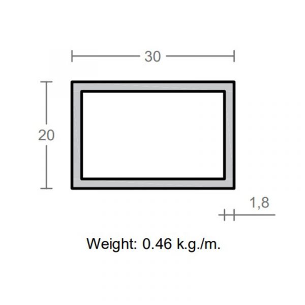 پروفیل قوطی آلومینیوم 1.8×20×30