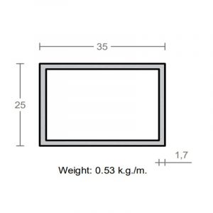 پروفیل قوطی آلومینیوم 1.7×25×35