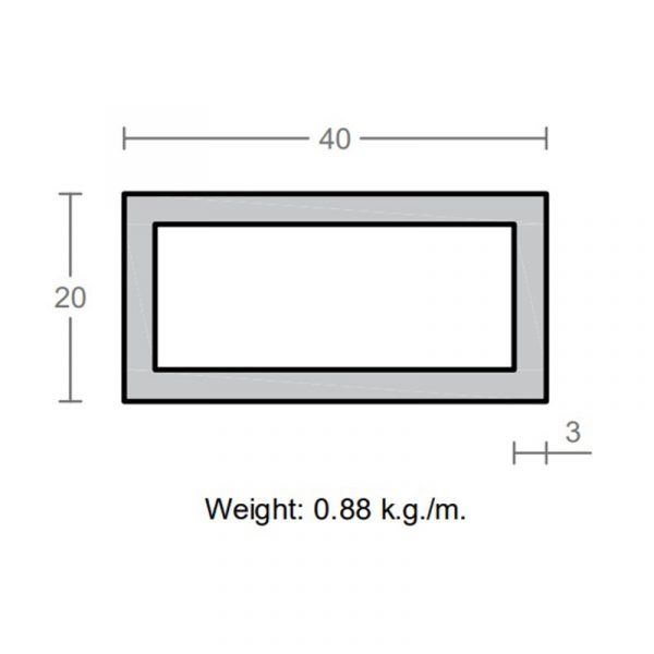 پروفیل قوطی آلومینیوم 3×20×40