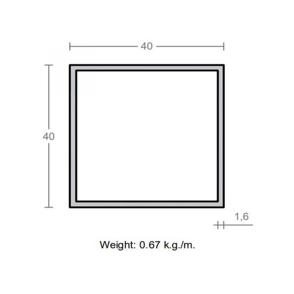 پروفیل قوطی آلومینیوم 1.6×40×40