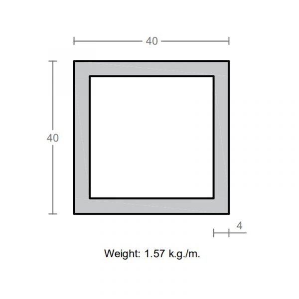 پروفیل قوطی آلومینیوم 4×40×40