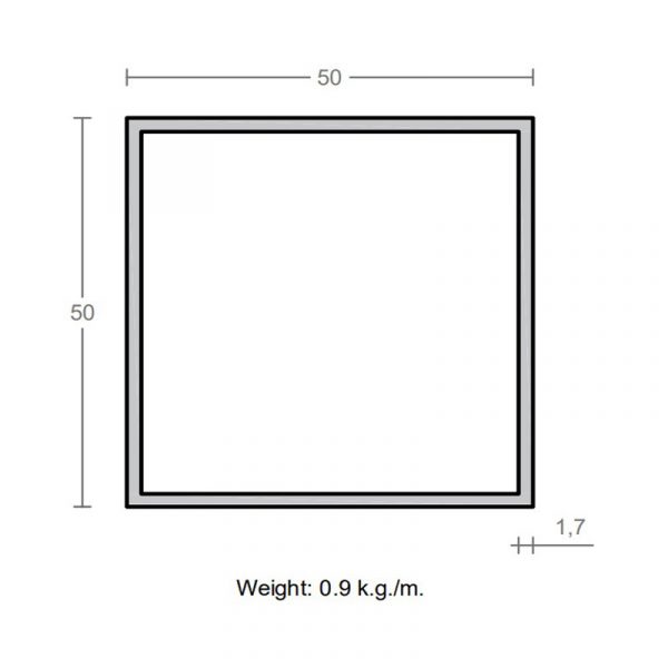 پروفیل قوطی آلومینیوم 1.7×50×50