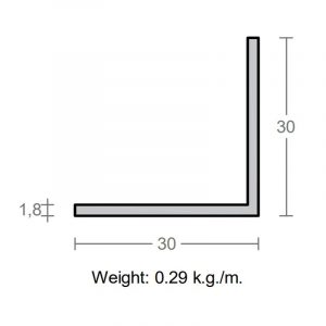 پروفیل نبشی آلومینیوم 1.8×30×30