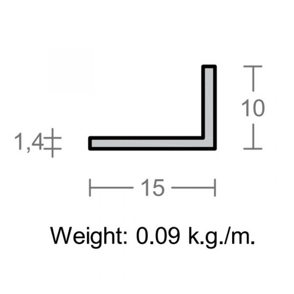 پروفیل نبشی آلومینیوم 1.4×10×15