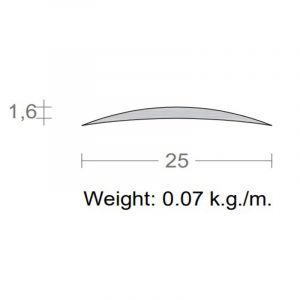 پروفیل گرده ماهی آلومینیوم 1.6×25