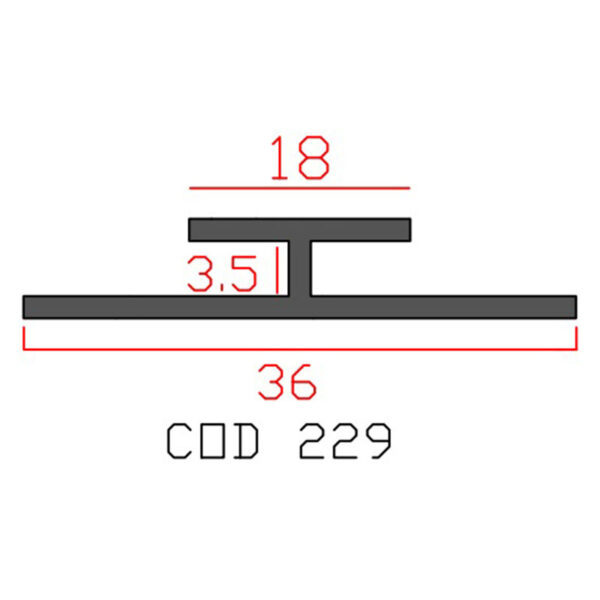 پروفیل اچ آلومینیوم 18×3.5×36