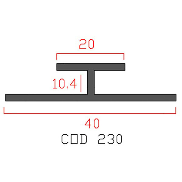 پروفیل اچ آلومینیوم 20×10.4×40