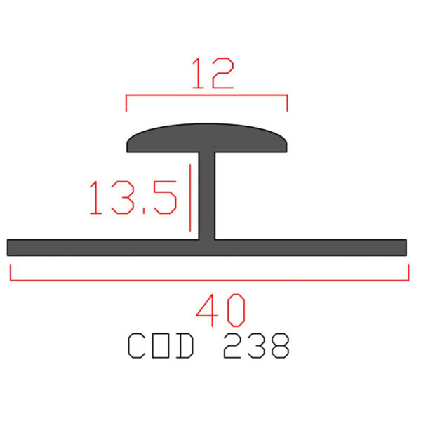 پروفیل اچ آلومینیوم 12×13.5×40