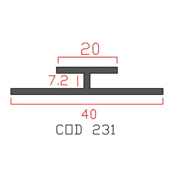 پروفیل اچ آلومینیوم 20×7.2×40