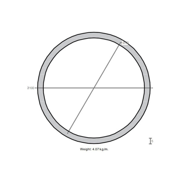 لوله به قطر خارجی 100mm و ضخامت 5mm