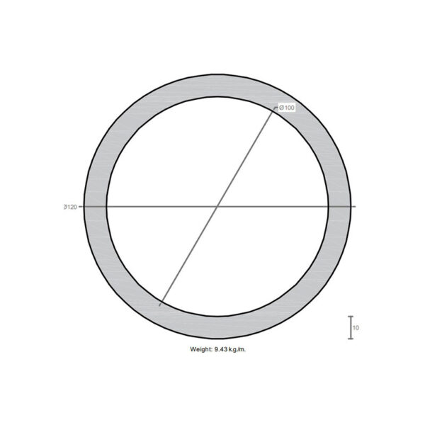 لوله به قطر خارجی 120mm و ضخامت 10mm