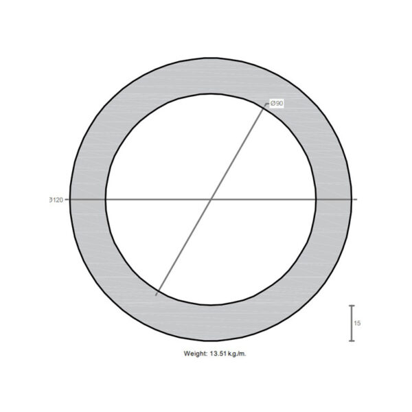 لوله به قطر خارجی 120mm و ضخامت 15mm