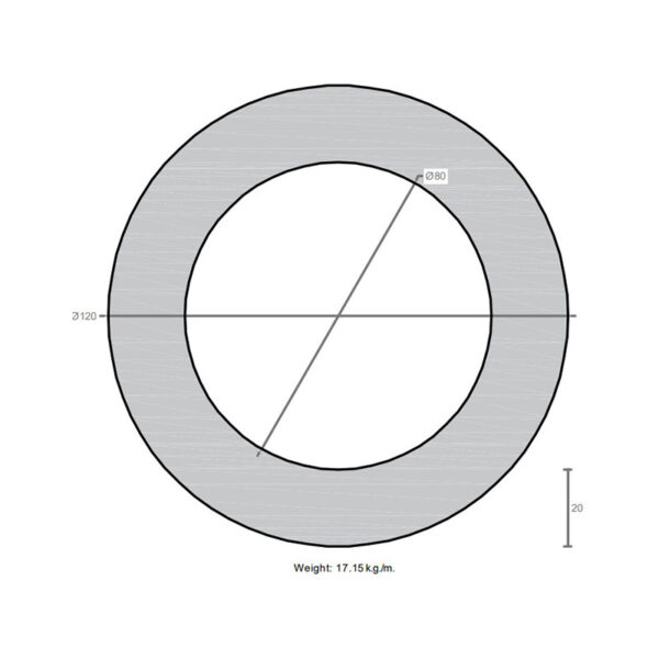 لوله به قطر خارجی 120mm و ضخامت 20mm