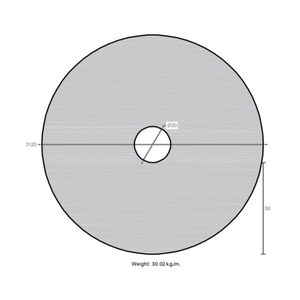 لوله به قطر خارجی 120mm و ضخامت 50mm