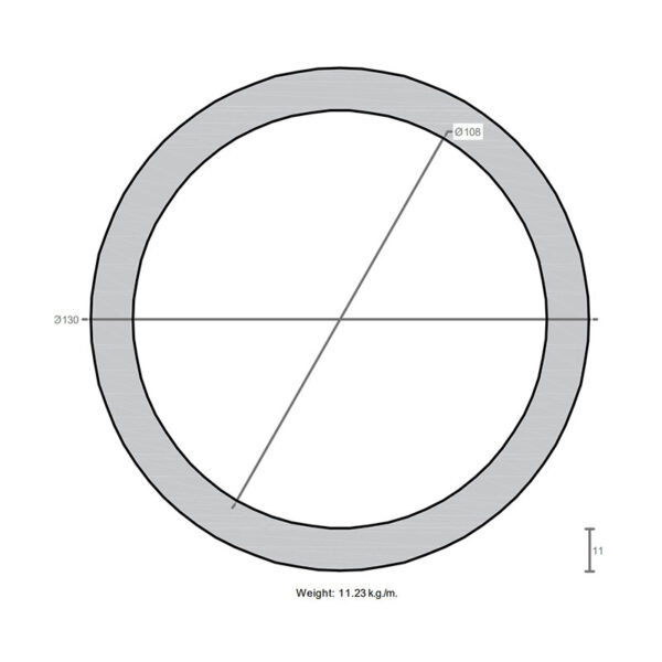 لوله به قطر خارجی 130mm و ضخامت 11mm