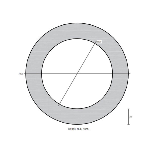 لوله به قطر خارجی 130mm و ضخامت 20mm