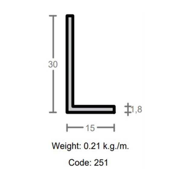 پروفیل نبشی آلومینیوم 1.8×30×15