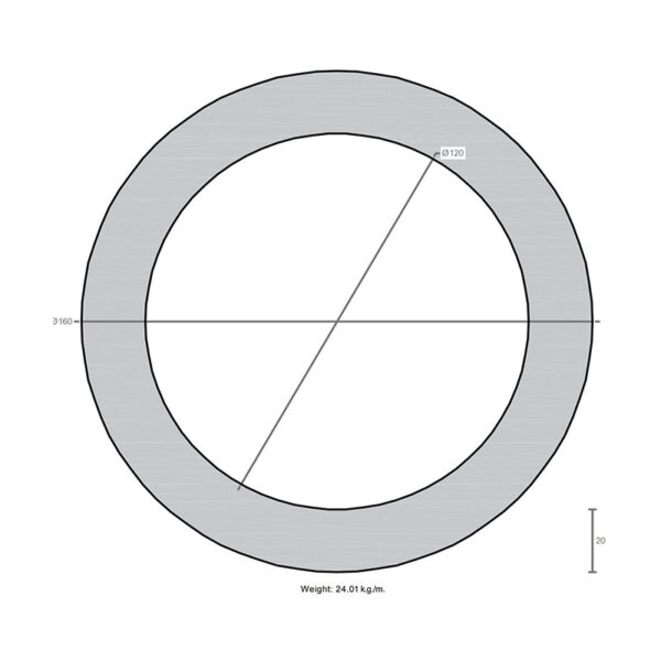 لوله به قطر خارجی 160mm و ضخامت 20mm