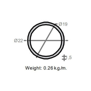 لوله به قطر خارجی 22mm و ضخامت 1.5mm