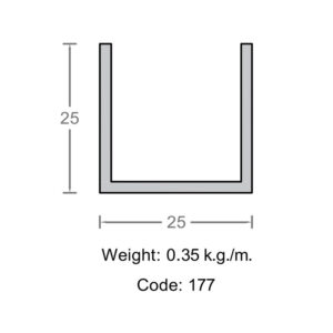 ناودانی آلومینیوم 25×25