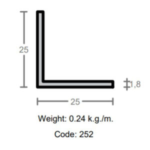 پروفیل نبشی آلومینیوم 1.8×25×25