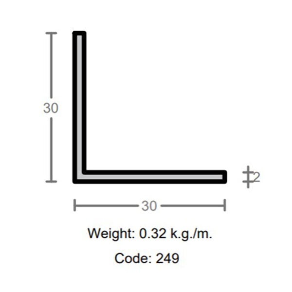 پروفیل نبشی آلومینیوم 2×30×30