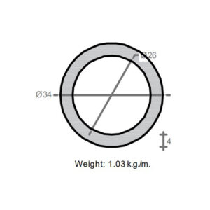 لوله به قطر خارجی 34mm و ضخامت 4mm