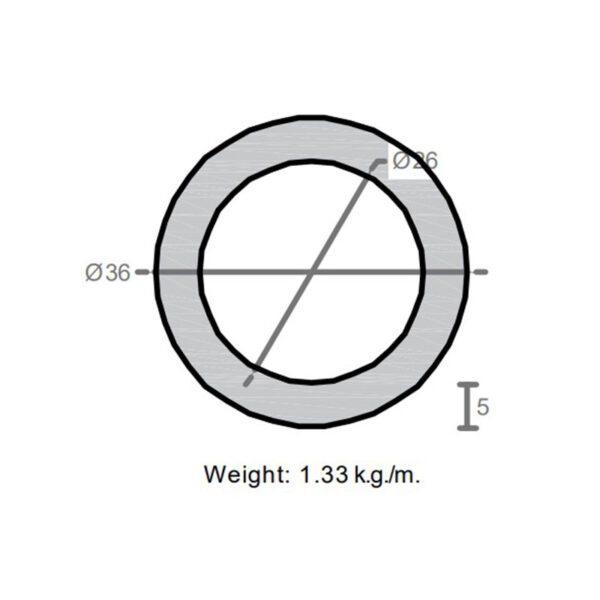 لوله به قطر خارجی 36mm و ضخامت 5mm