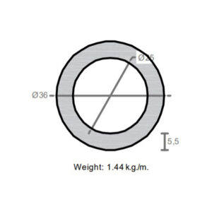 لوله به قطر خارجی 36mm و ضخامت 5.5mm