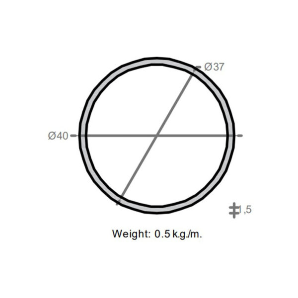 لوله به قطر خارجی 40mm و ضخامت 1.5mm