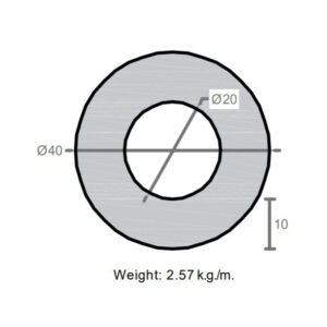 لوله به قطر خارجی 40mm و ضخامت 10mm