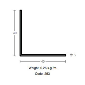 پروفیل نبشی آلومینیوم 1.2×40×40