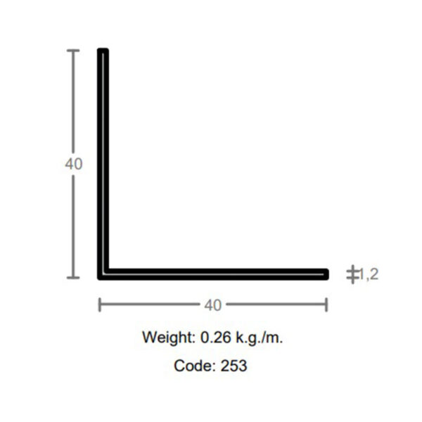 پروفیل نبشی آلومینیوم 1.2×40×40