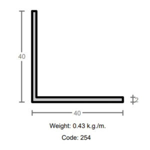 پروفیل نبشی آلومینیوم 2×40×40