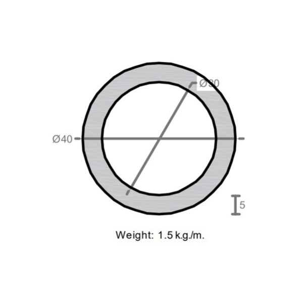 لوله به قطر خارجی 40mm و ضخامت 5mm