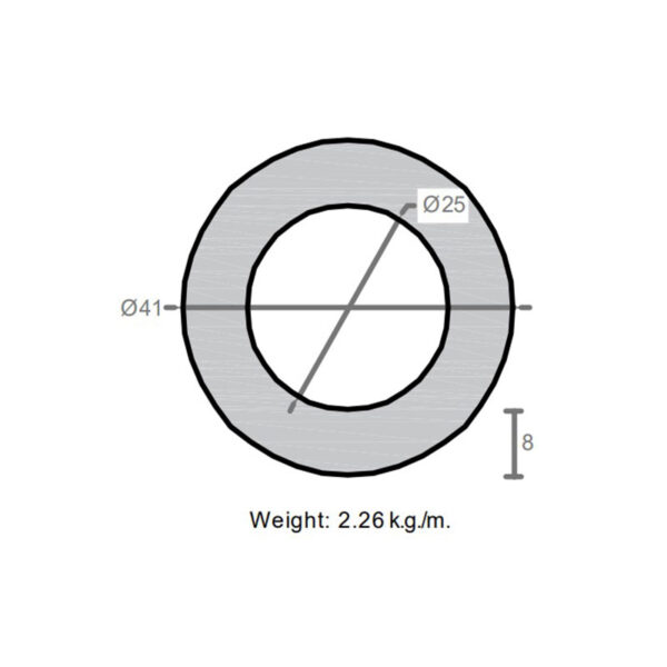 لوله به قطر خارجی 41mm و ضخامت 8mm