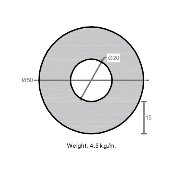 لوله به قطر خارجی 50mm و ضخامت 15mm