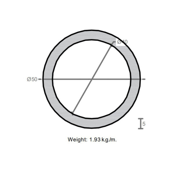 لوله به قطر خارجی 50mm و ضخامت 5mm