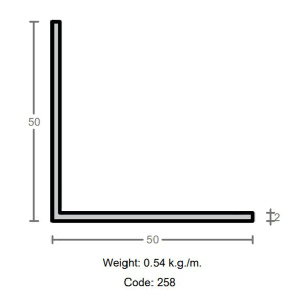 پروفیل نبشی آلومینیوم 2×50×50