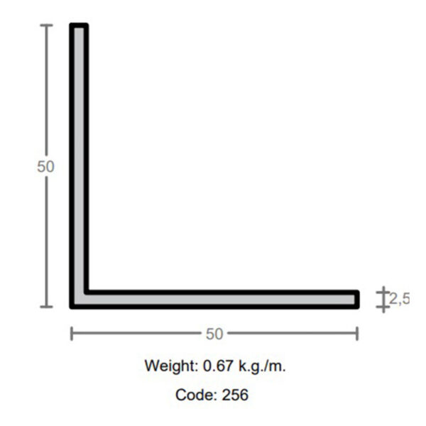 پروفیل نبشی آلومینیوم 2.5×50×50