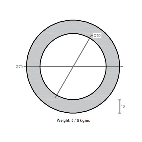 لوله به قطر خارجی 70mm و ضخامت 10mm