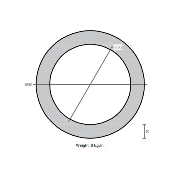 لوله به قطر خارجی 80mm و ضخامت 10mm